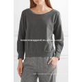 Grey Cutout Cotton Jersey Sweatshirt OEM/ODM Manufacture Wholesale Fashion Women Apparel (TA7016T)